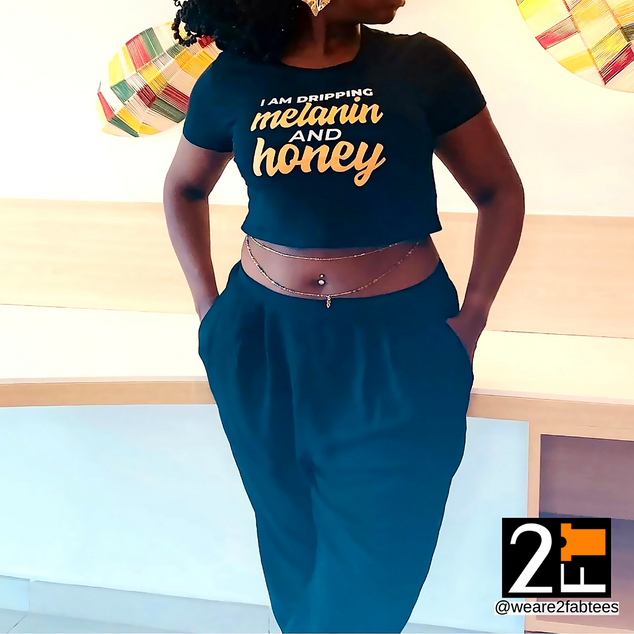 Dripping Melanin And Honey | Fitted Women’s Crop Tee